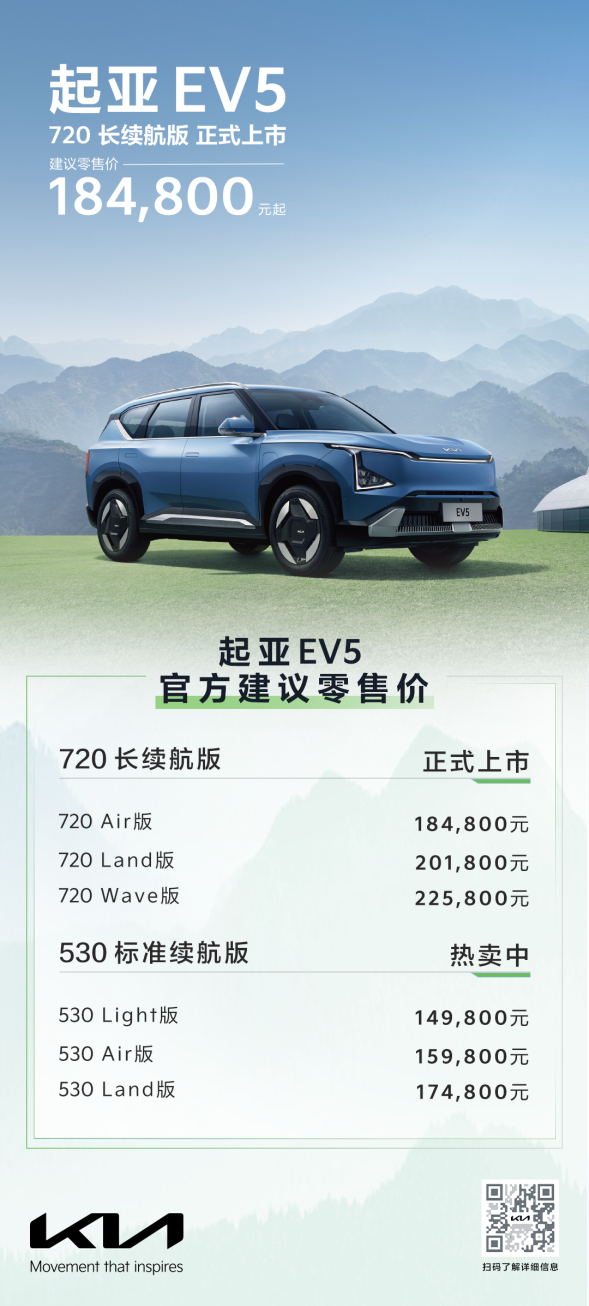 EV5 720长续航版上市价格